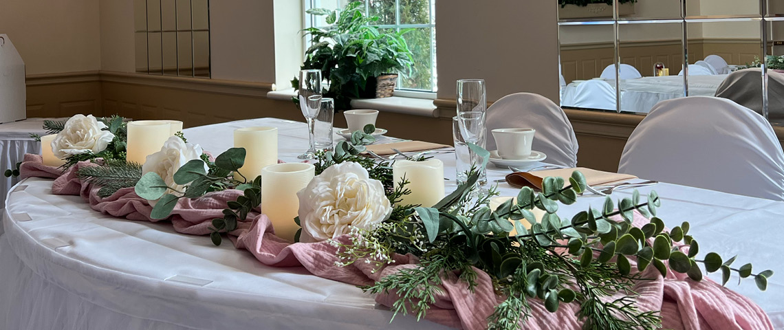 Floral display at a wedding table