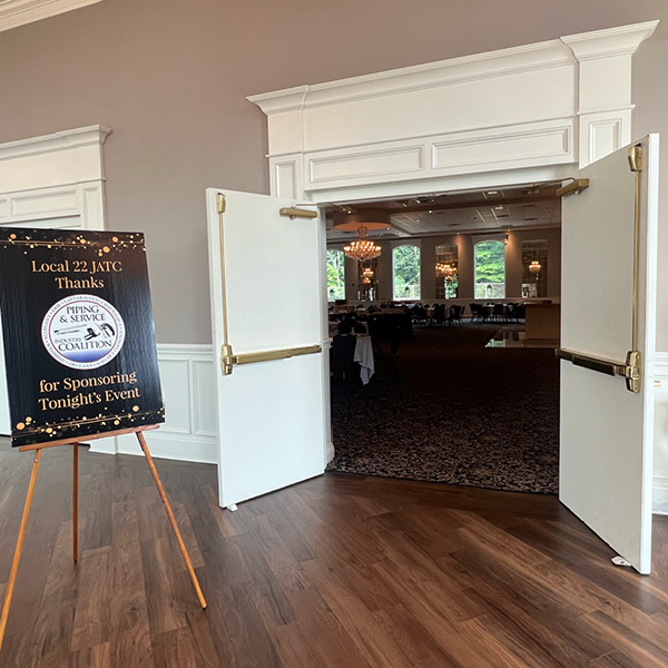 Foyer entrance for a corporate seminar event